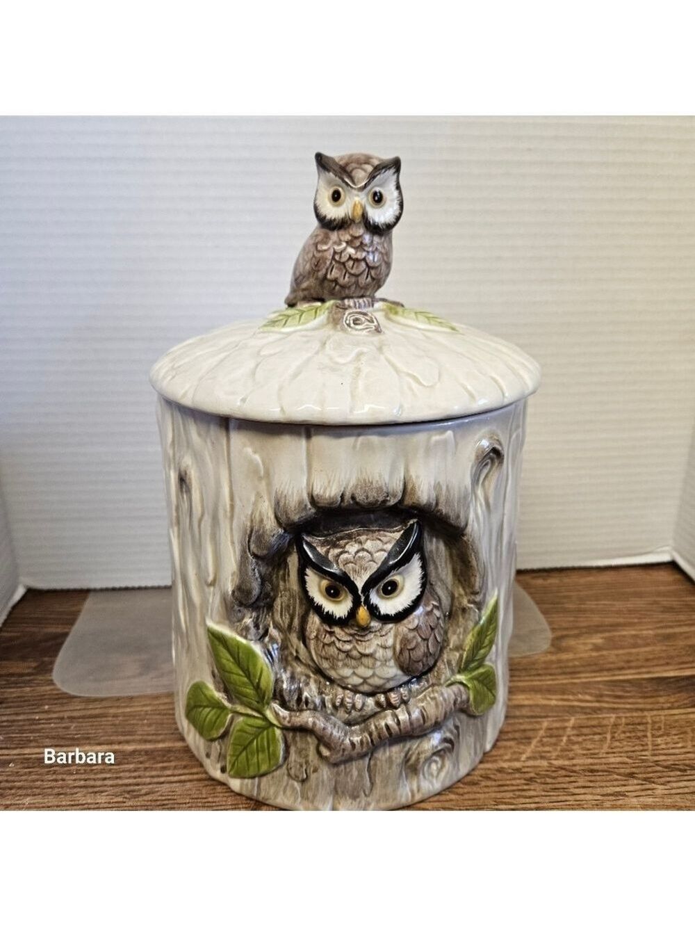 Vintge OMC Japan Owl on Branch Ceramic Cookie Jar